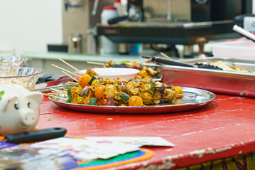 Plate of barbecued kebabs